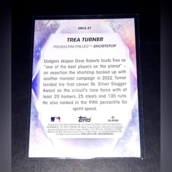 Trea Turner Stars Of MLB Holo Insert Topps 2023 #SMLB-47 - Picture 2 of 2
